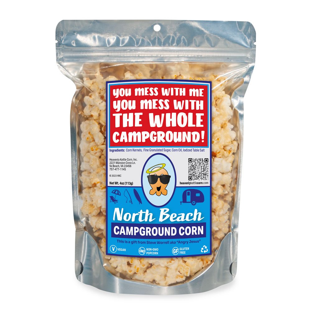 Custom Event Bag Heavenly Kettle Corn - Custom gourmet kettle corn bag for a promotional event, front view.