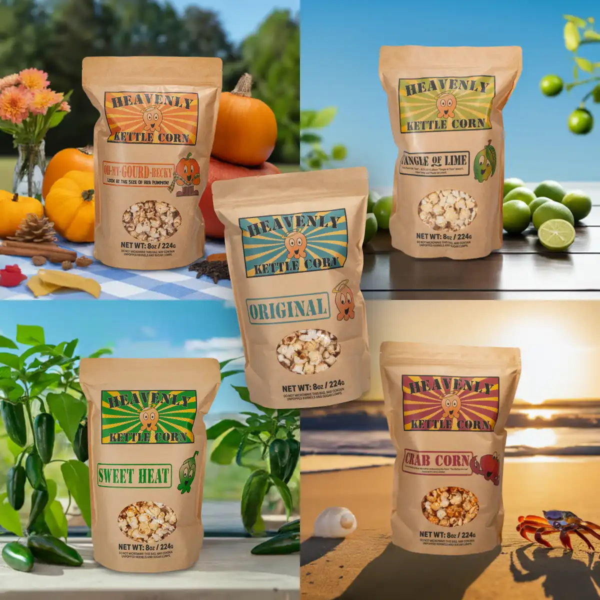 Heavenly Kettle Corn's Gourmet All Natural Kettle Corn Family Size Bags