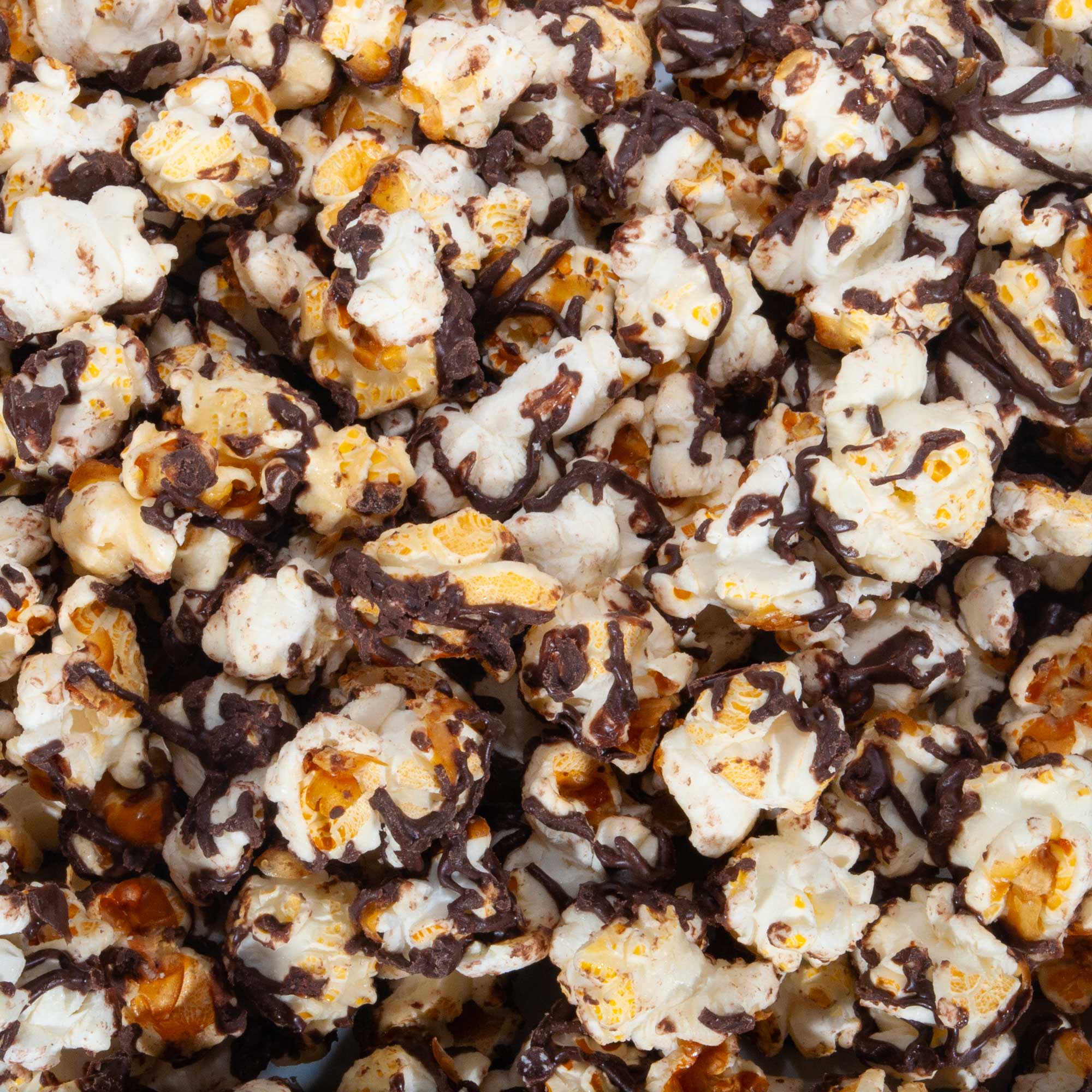 CS-DRK-26-2 Dark Chocolate Swirled Kettle Corn by Heavenly Kettle Corn - Close Up